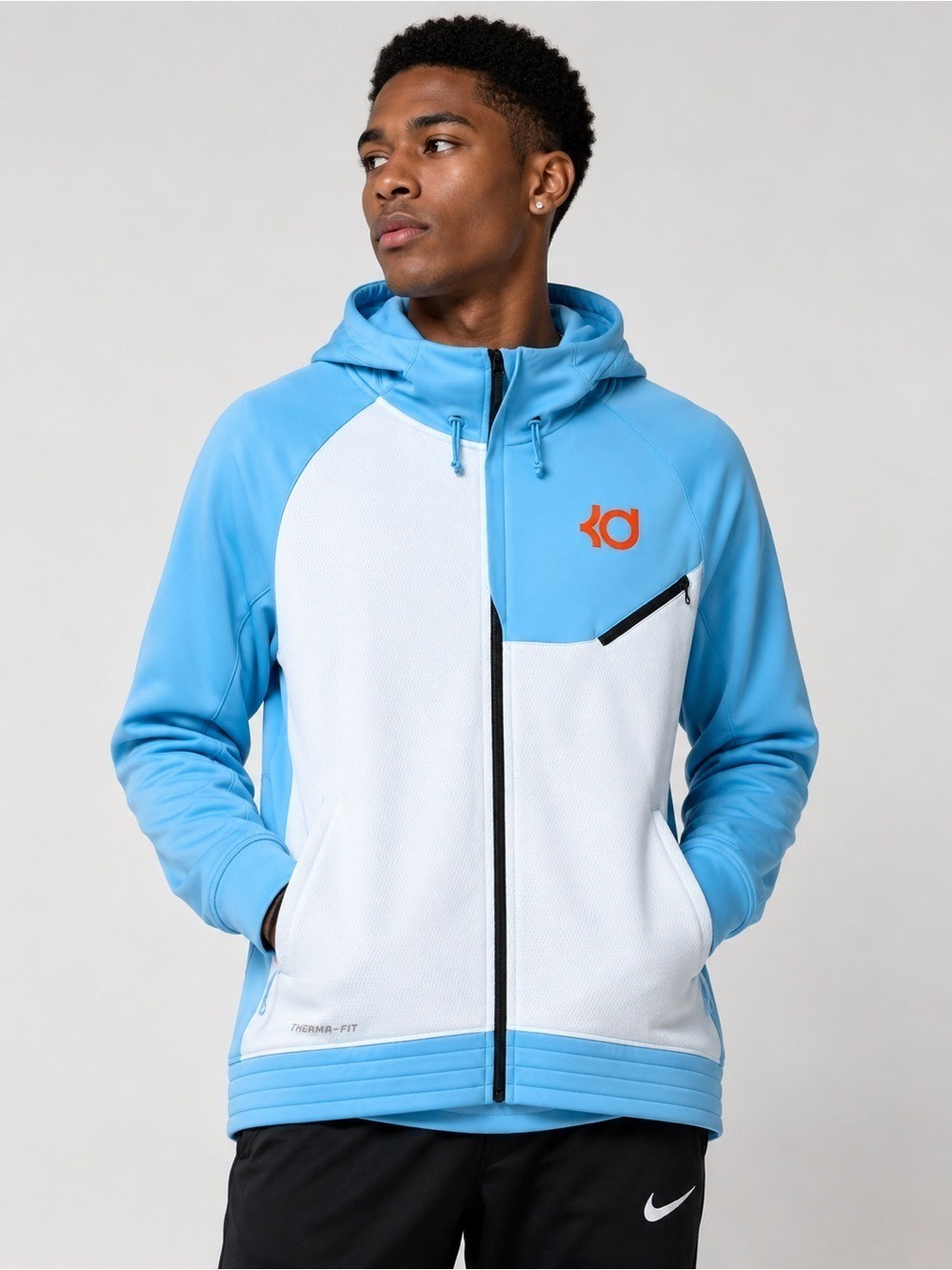 Nike Light Blue & White Full‑Zip Hooded Performance Jacket